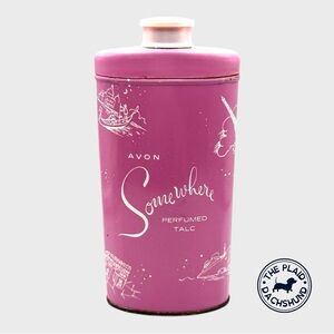 Vintage Avon Somewhere Perfumed Talc Pink Tin